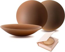 Nipple Covers for Women,2 Pairs Reusable Adhesive Silicone 4IN, Cocoa