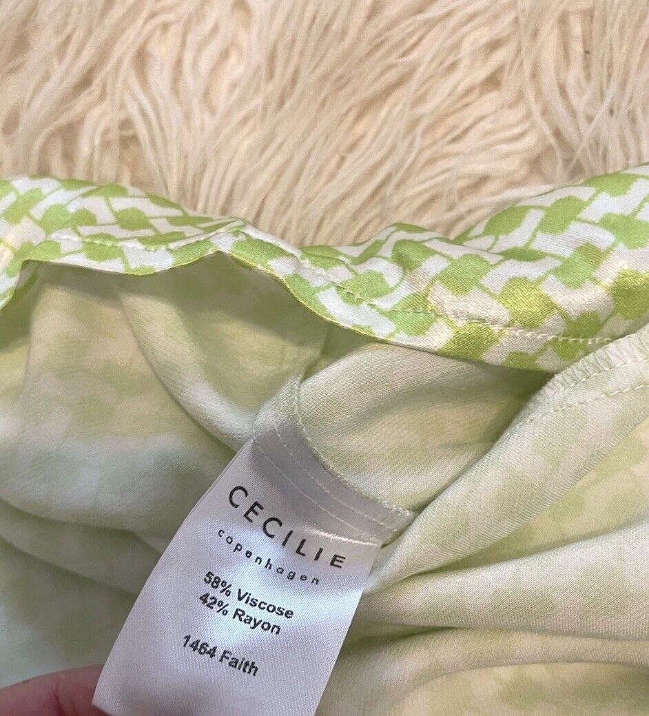 Women's Cecilie Copenhagen Green Geometric Satin Maxi Slip Dress Size Small  | eBay