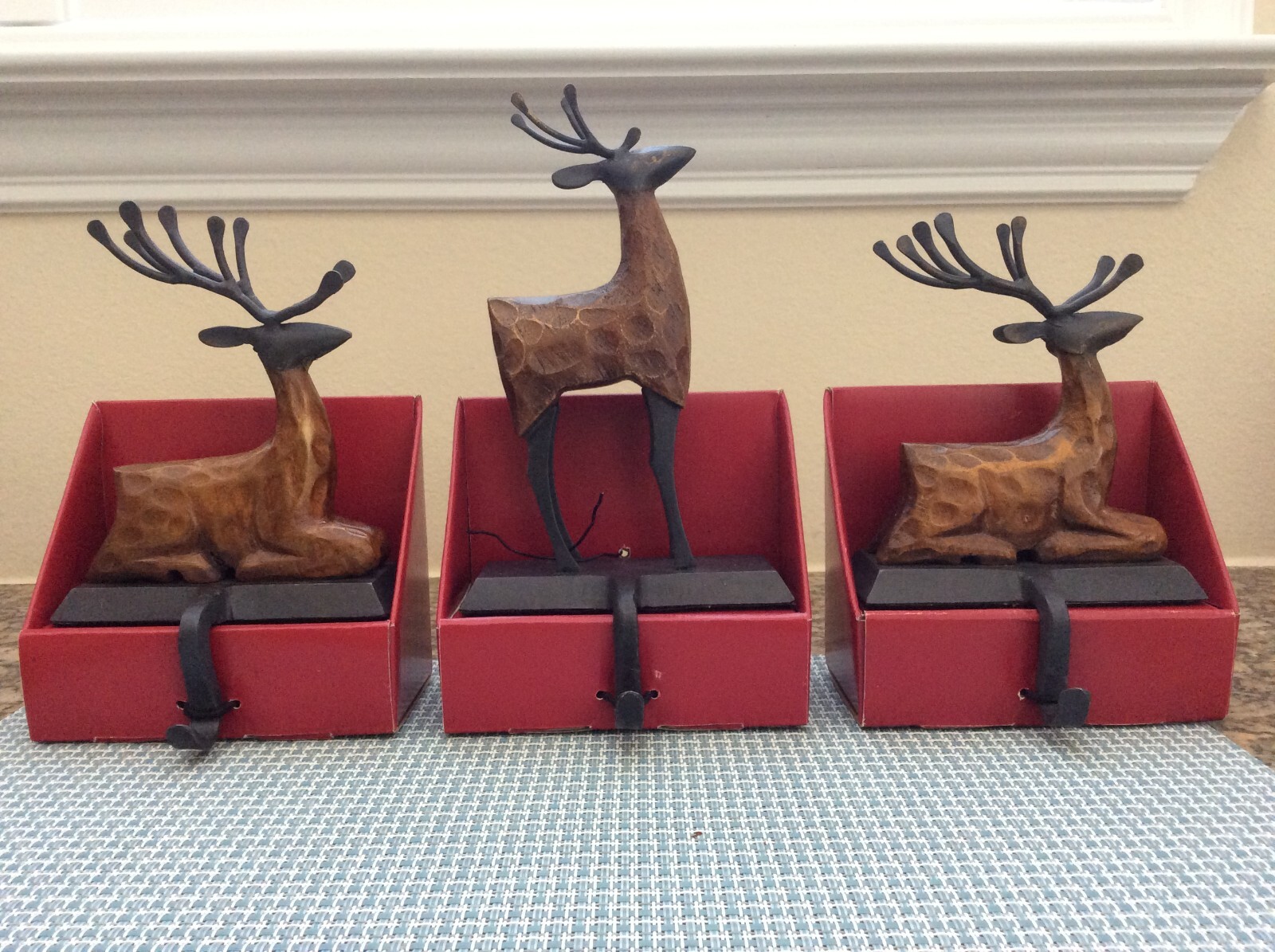 (3) Pier 1 Imports Reindeers Standing/Sitting Wrought Iron Stocking