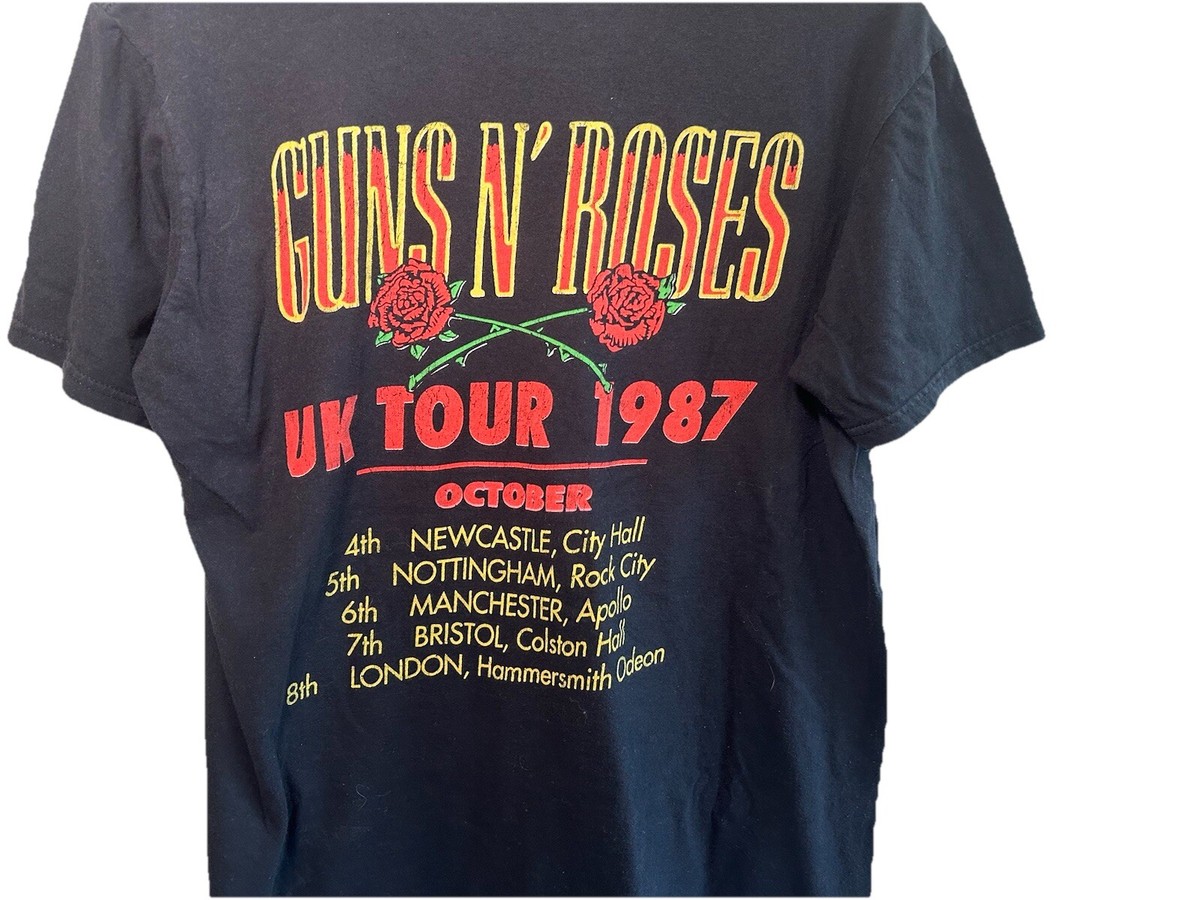 ガンズ アンド ローゼス 1987ツアー Tシャツ L Vintage 1987 Guns N Roses Was Here Double Sided Shirt Single