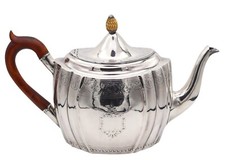 Richard Sawyer 1801 Dublin Coffee-Tea Pot In .925 Sterling Silver With Wood