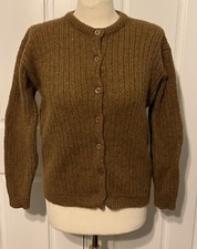 Vintage 1950s Miss Davn  Cable Wool Brown Cardigan Sweater M/L
