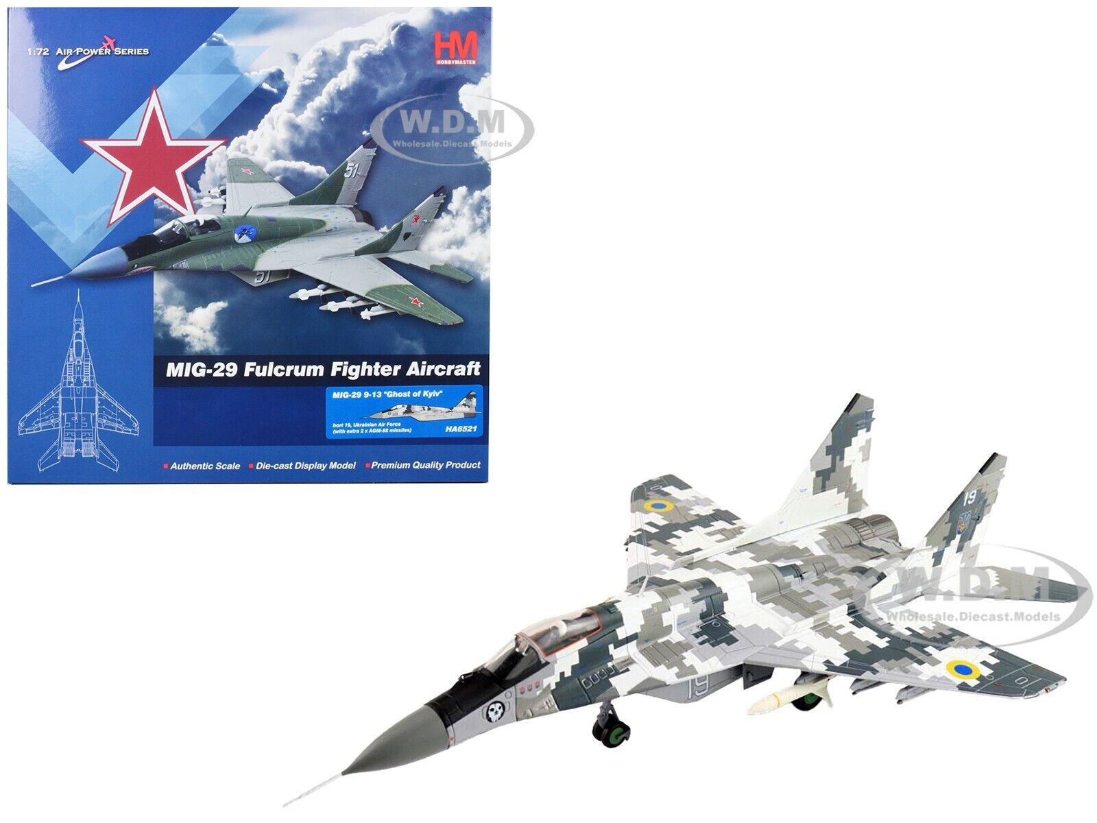 MIKOYAN MIG-29 9-13 AIRCRAFT "GHOST OF KYIV" UKRAINE 1/72 BY HOBBY MASTER HA6521