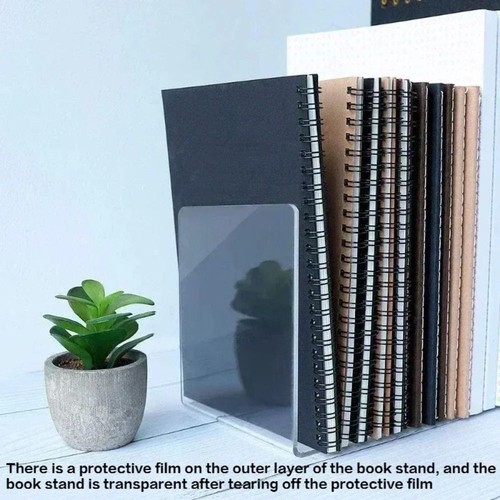 4pcs Clear Acrylic Bookends / Bookends Organizer Stand /Office/ School/ Book End - Picture 3 of 9