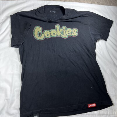 Cookies SF Men s Black Large Designer Logo T Shirt Short Sleeve Berner