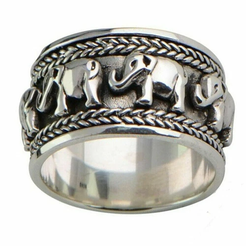 Elegant 925 Sterling Silver New Fashion Charm Vintage Style Elephant Ring Size 8
