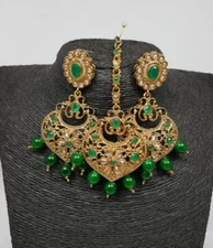 Indian Bollywood Oxidized/Antique Earrings with Maang Tikka Jewelry US seller