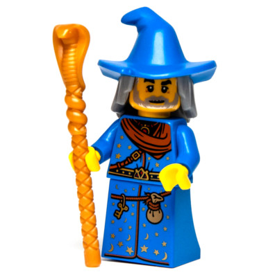 New LEGO BAM 2022 Medieval Blue Wizard with Serpent Staff Minifigure