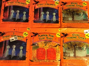 Lot Of 6 Halloween Decorations Streamers Door Cover Pumpkin Bags