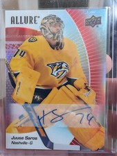 2023–24 Upper Deck Allure Juuse Saros Red Rainbow Auto