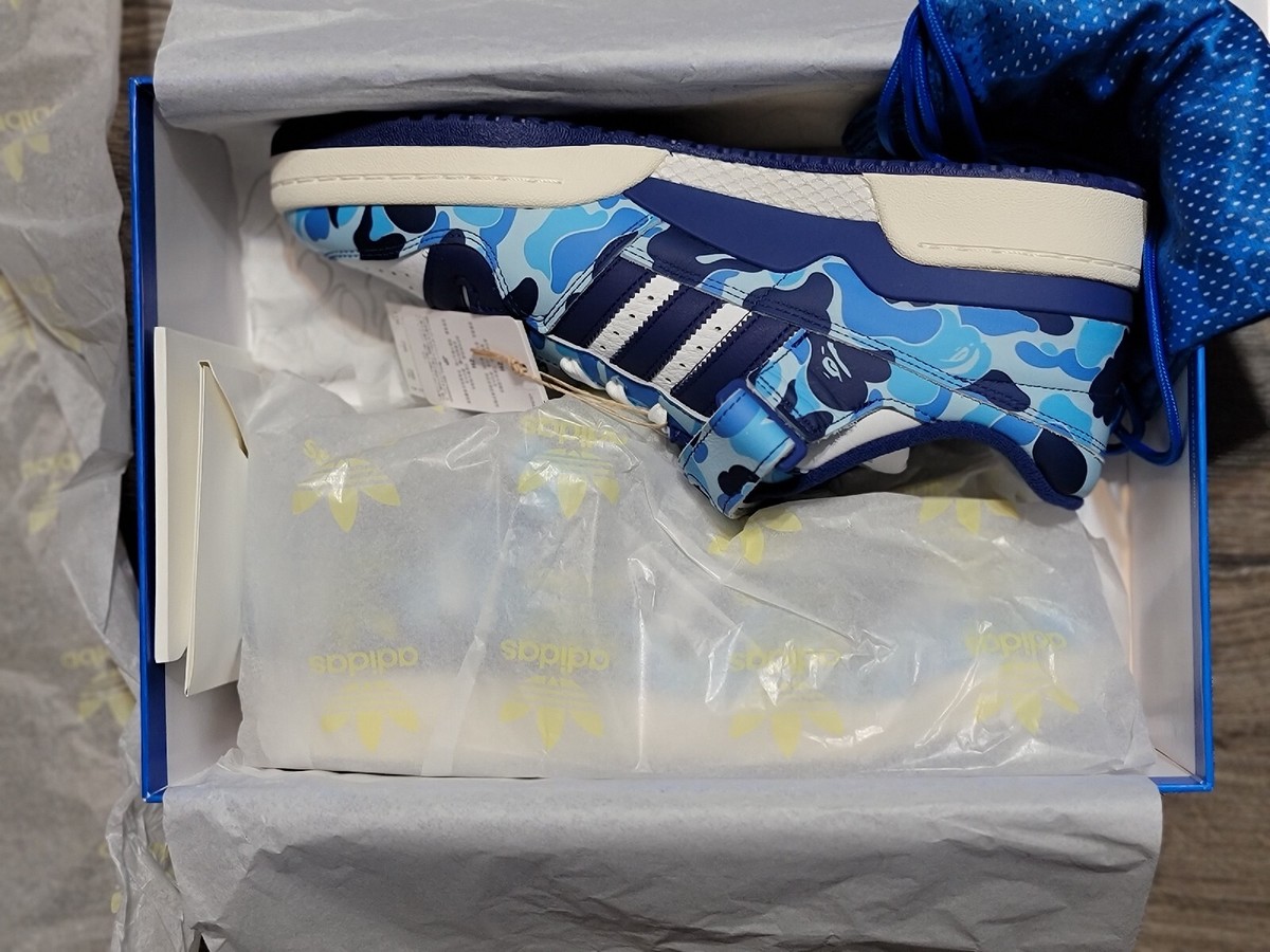 BAPE ADIDAS FORUM 84 Low 30th Anniversary BLUE CAMO Size US 11.5 