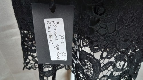 Aum-Couture Deman's Top Lace Dress NWT Extra Small Black Macrame Lace Flowers - Picture 7 of 7