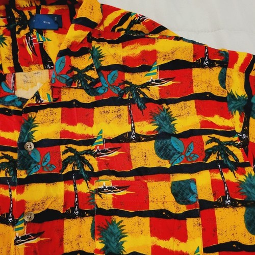 Towncraft USA Herren Gr. XL Pineapple Aloha Tropical Shirt Red Rayon Vintage JCP - Bild 3 von 5