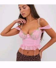 For Love And Lemons Blakely Corset Top Pink Small
