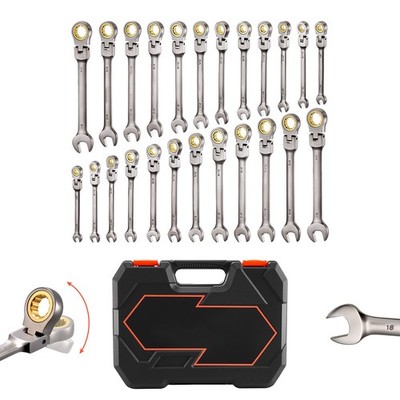 Uimoso 24-Piece Flex-Head Ratcheting Combination Wrench Set with 72-Tooth Design