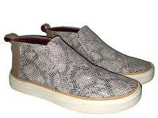TOMS Paxton Women's Slip On Sneakers Gray Snake Print Suede Upper Size 7.5