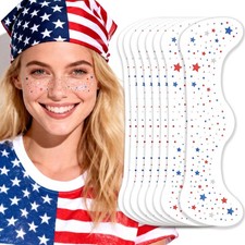 Paminify 4th of July Red White Blue Glitter Star Freckles