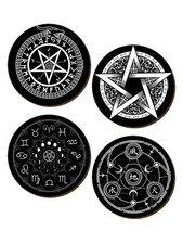 Untersetzer Set Pentagramm 4 St&uuml;ck schwarz 9,5x9,5cm