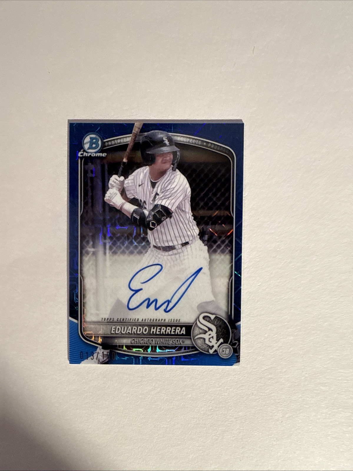 Eduardo Herrera 2025 Bowman Chrome BLUE Mojo Refractor Auto #BMA-EH 013/150