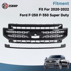 Front Upper Bumper Grille Glossy Black For 2020-2022 Ford F-250 F-350 Super Duty
