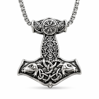 Wikinger Mjolnir Thor Hammer Halskette Vegvisir Nordisch AnhäNger Ziege Amule...