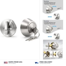 1 Pack Satin Nickel Single Cylinder Deadbolt Lock Set, Keyed One Side Door Lo...