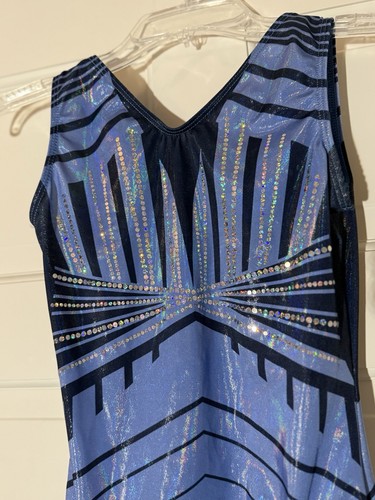 GK Elite Gymnastics Leotard DreamLite Sequin Bling Periwinkle Blue Tank Leo AS - Picture 6 of 17