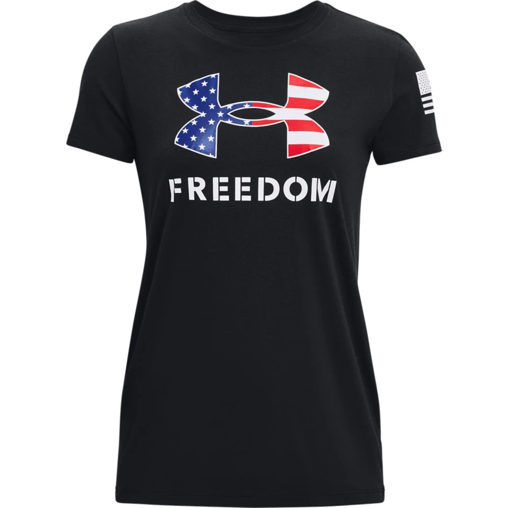 Under Armour 1370815 Women's UA Freedom Logo T-Shirt, Black/White, Medium