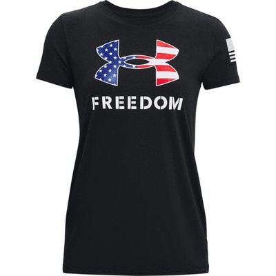 Under Armour 1370815 Women's UA Freedom Logo T-Shirt, Black/White, Medium