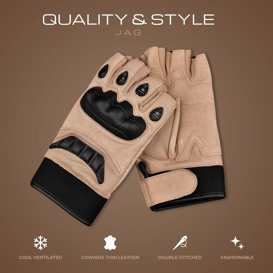 J.A.G. Guantes tácticos sin dedos para hombre - Guantes duros de protección de nudillos Foto 3 de 4