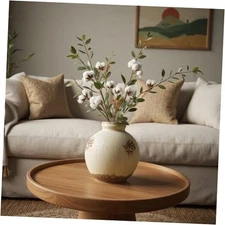 Ceramic Rustic Farmhouse Decor, Pottery Decorative Flower Vases, Boho Round