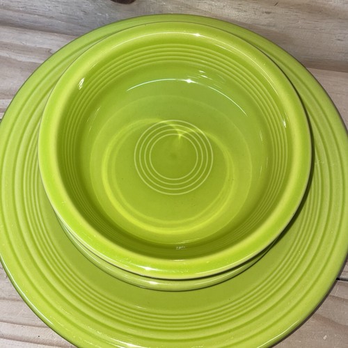 Rentner Fiesta Ware Zitronengras grün 4 Stück Gedeck Teller Tasse Schüssel - Bild 5 von 14