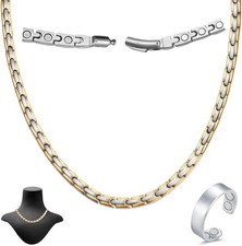 Titanium Necklace for Men Women - Magnetic Necklace Ultra Strength Magnets - wit