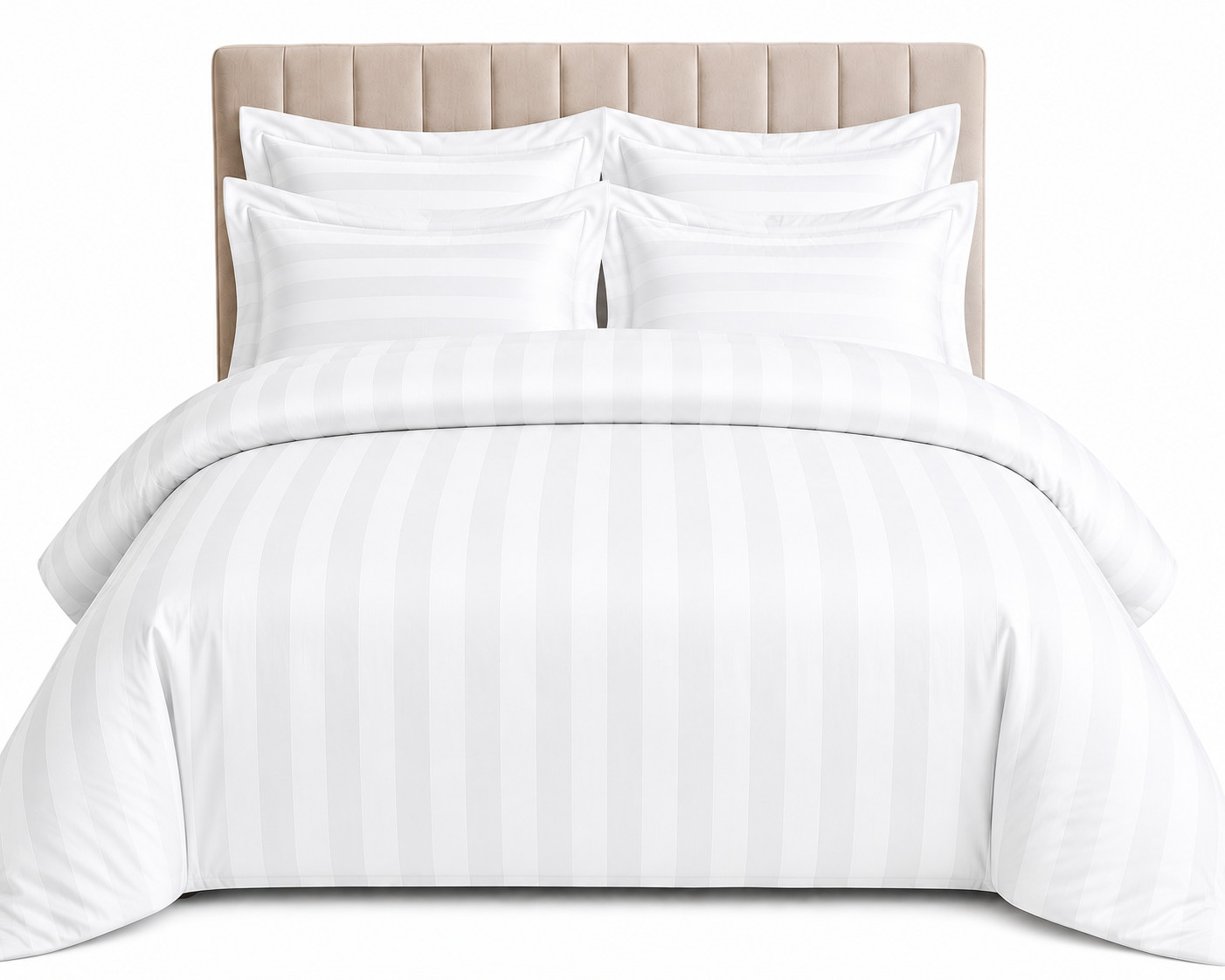 100% Luxus Hotel Qualität Baumwolle Satin weiß Streifen Bettbezug Set Doppelbett