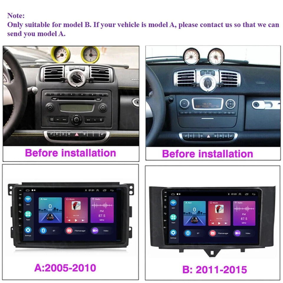 2+64G Car Stereo Radio For Benz Smart Fortwo 2011-2015 Android Carplay FM Camera Foto 2 de 4