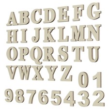 92 Pcs Wooden Number and Alphabet Letters, Small Unfinished Wooden Numbers Bl...