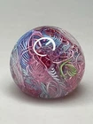 Vintage MCM Latticino Zanfirico Scrambled Pink Blue Murano Italy Art Glass