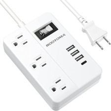 ROOTOMA 2 Prong Power Strip w/USB-C, Outlet Adapter, 1080J Surge Protector