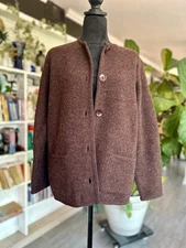 Vintage Saks Fifth Avenue sweater Brown Wool Petite S Luxury Boxy