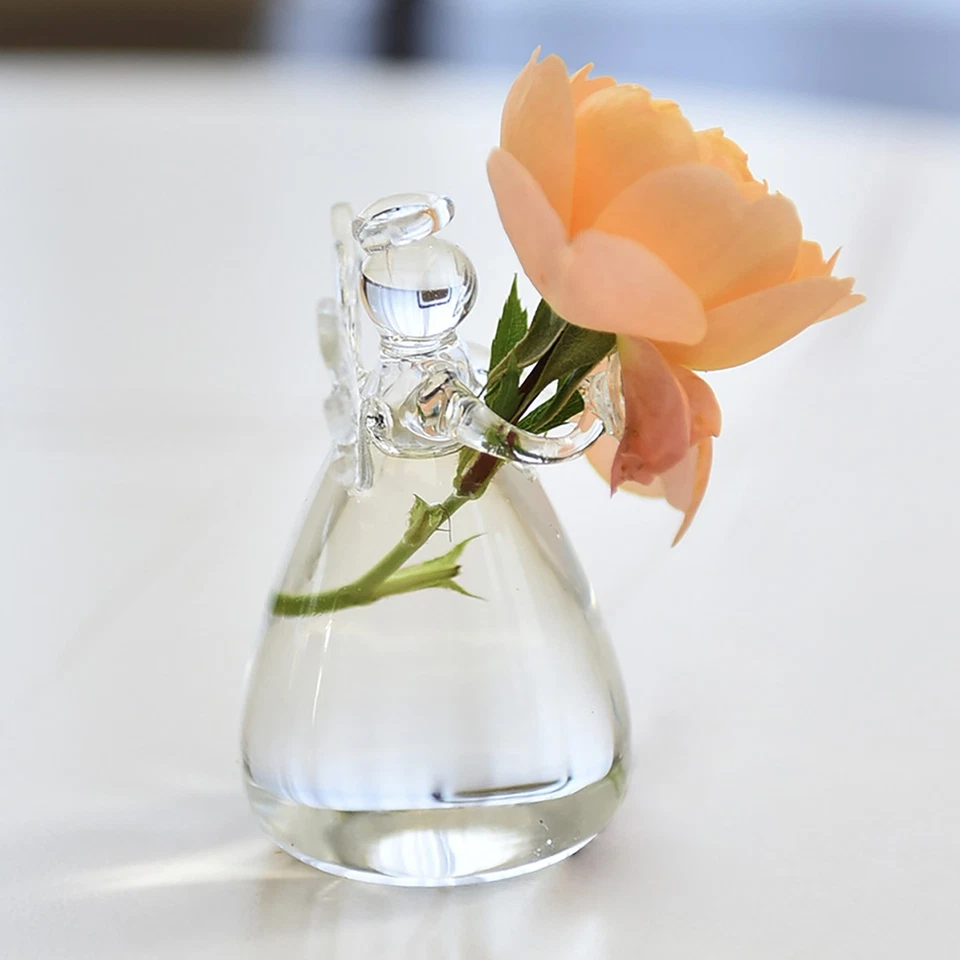 Jarrón de vidrio transparente con flores de ángel de la guarda jarrones con flores adornos de boda Foto 3 de 4