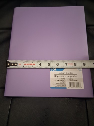3 Pocket Folder Lavender Color, Plastic, 9.5 X 11 - Picture 9 of 9