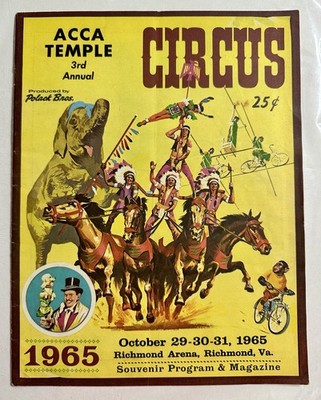 1965 ACCA TEMPLE 3rd Annual Circus Program - Richmond Virginia Arena