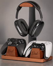 Caspe Walnut Headphone Stand Wood Headset Stand for Desk Universal Personalized