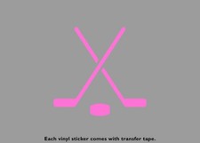 Hockey Puck and Sticks Vinyl Stickers