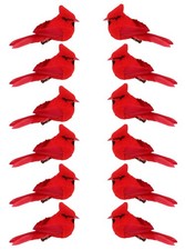 12 Pcs Cardinal Birds for Crafts, Mini Cardinal Clip On Christmas Tree Orname...