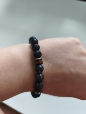 Unisex Armband schwarz Lavagestein & Obsidian...