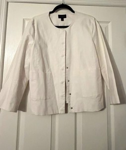 Investments Women's White Button Front Short Jacket w/ Pockets Size 16