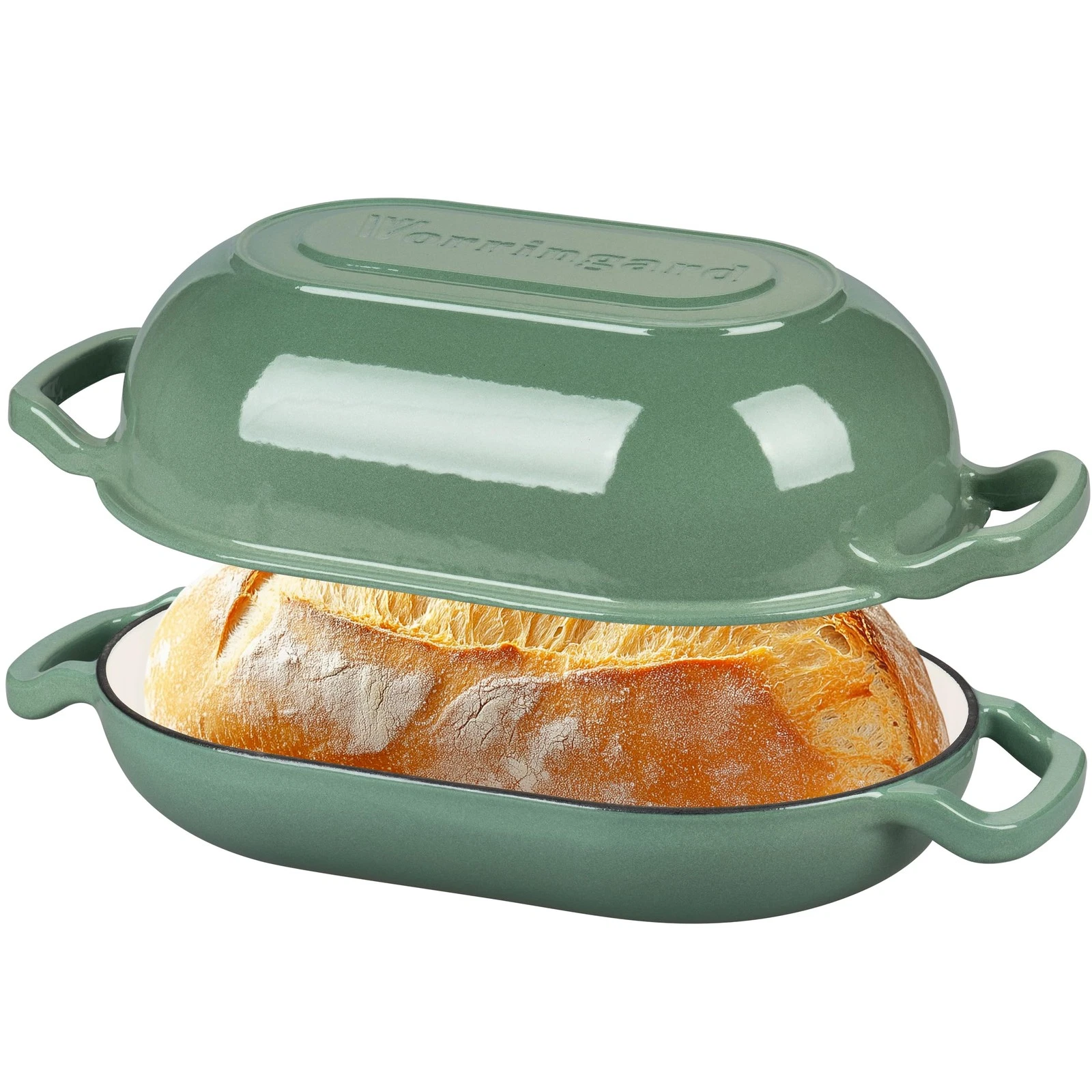 Enameled Cast Iron Sourdough Bread Oven, Dutch Oven, Loaf Cast Iron Bread Pan...