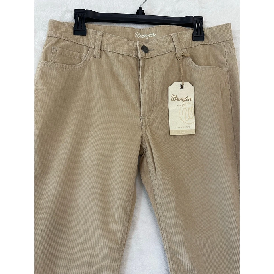 全新带标签 Wrangler 棕褐色灯芯绒裤子 14 M 牛仔裤嬉皮波西米亚 — 第 3/4 张图片