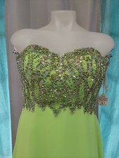  Studio Lime Green Sz 8 Gem Sequin Invisable Strap Option Prom Gown 